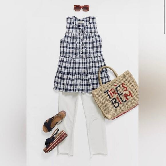 Anthropologie Pilcro Neve Tiered Blouse XS White Cotton Romantic Cottagecore - Picture 2 of 9